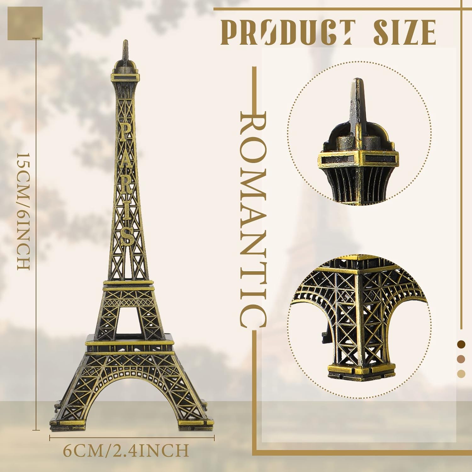 shimeyao 3 pcs 6 inch eiffel tower cake topper paris small eiffel tower centerpiece for tables top mini statue figurine home decoration for souvenirs christmas party ornament