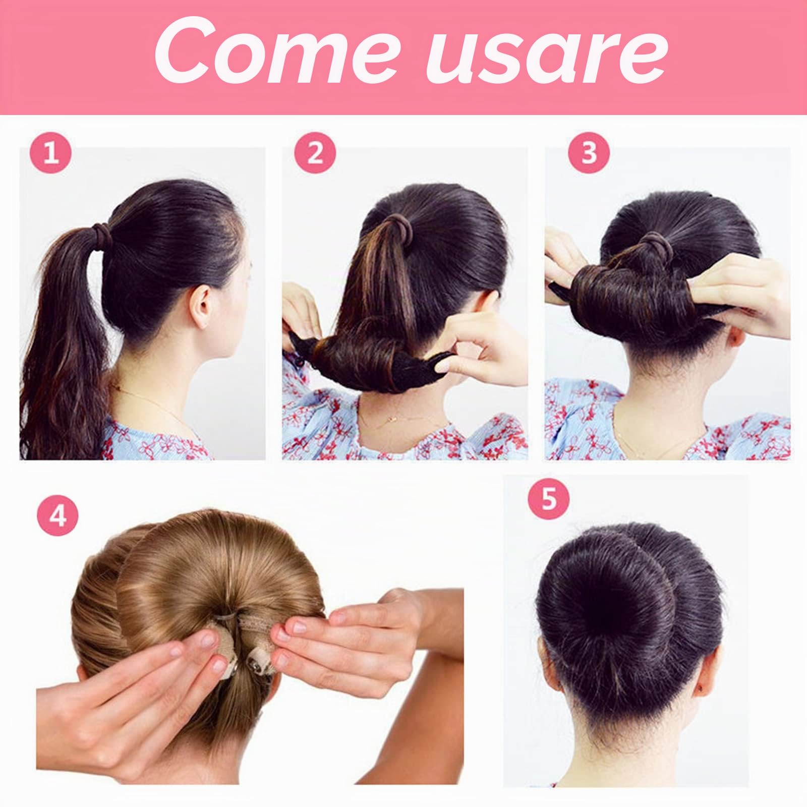 Srup 4 Pezzi Ciambelle per Capell, Beige Chignon a Ciambella, Acconciature Ciambella Chignon, Chignon a Ciambella, Creatore per Pane Ciambella, per bambini, ragazze, donne (Nero, marrone, beige)