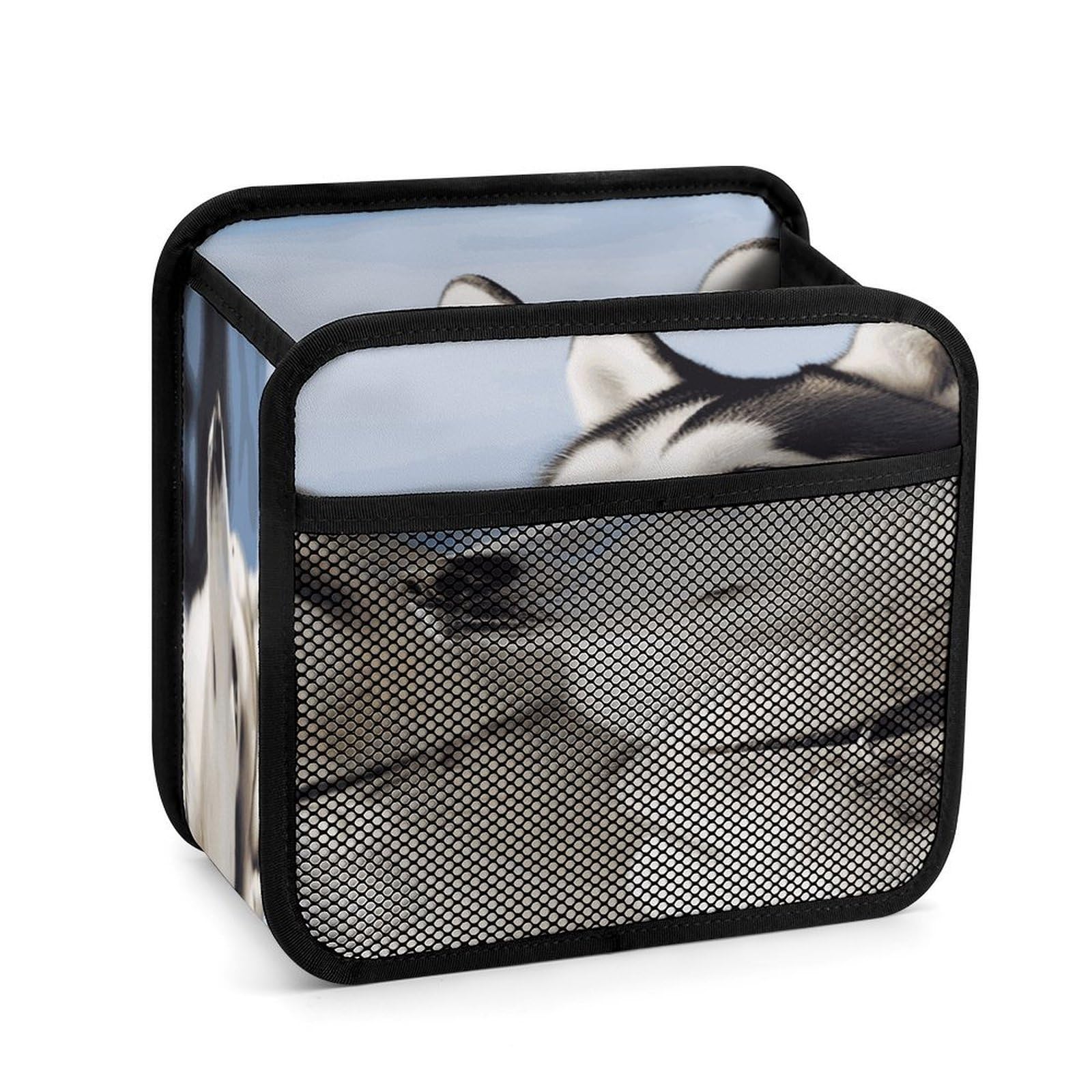 Btcowzrv Style Husky Dogs Car Seat Back Organizer, Pu Leather Hanging Backseat Car Organizer With Elastic Mesh Pocket, Storage Bag For Most Vehicles