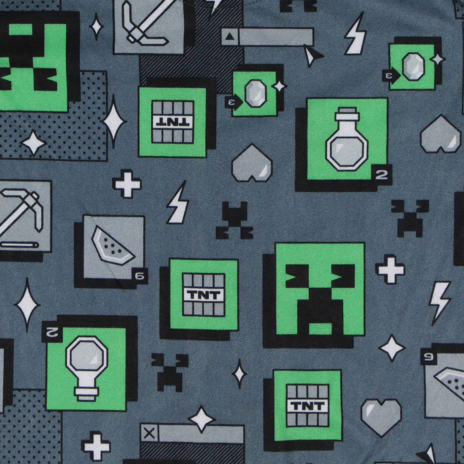 Minecraft Digital Creeper Boy's 2-Piece Pajamas (US, Numeric, 12, Regular, Grey) - Image 3