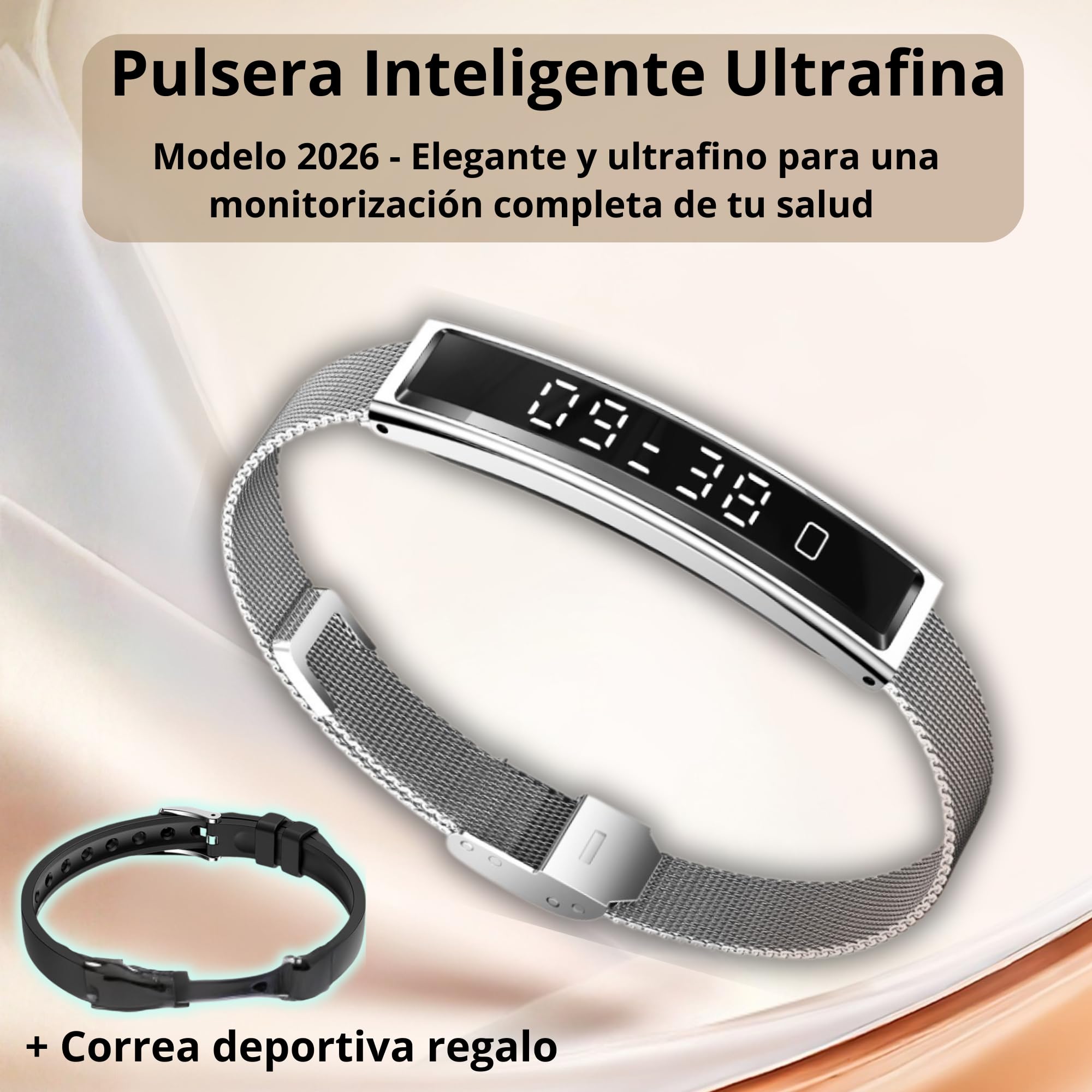 smartia – Pulsera Inteligente Ultrafina, Smart Band con Bluetooth Modelo 2026, Pulsera tracker de actividad y sueño, Seguimiento integral de tu salud, Band con pantalla táctil — view 2