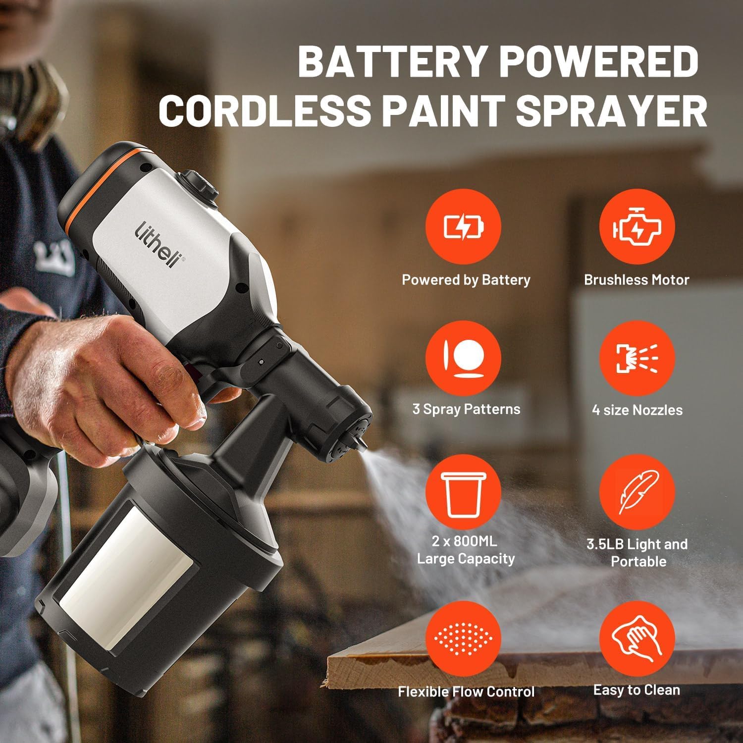 LiTHELi 20V Paint Sprayer - Cordless HVLP Gun -2 LiTHELi 20V Paint Sprayer - Cordless HVLP Gun -2