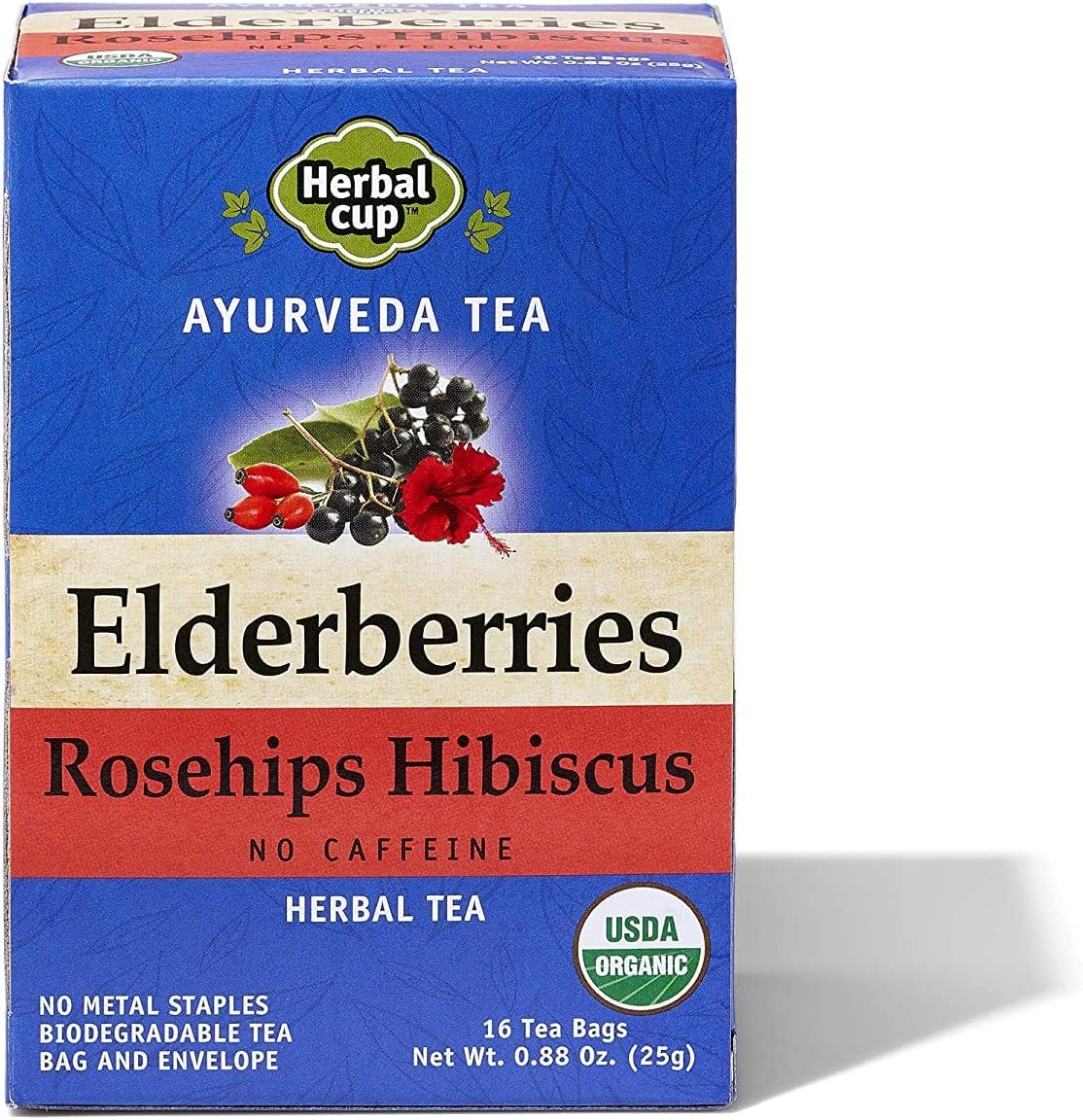 Herbal Cup Ayurveda Elderberries Tea, Organic Rosehips