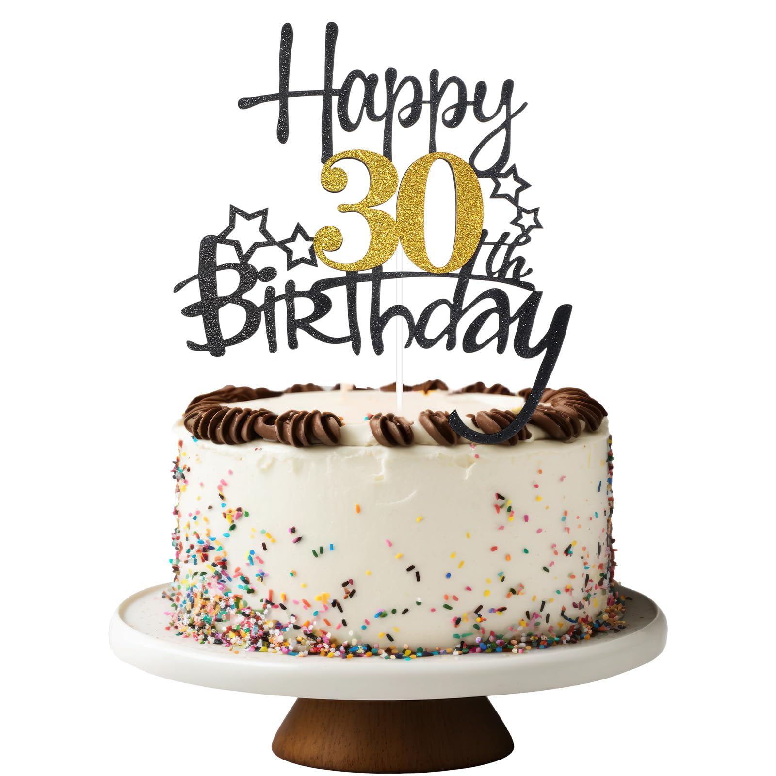 Tyqour Tortendeko 30 Geburtstag Junge Mädchen, Happy 30th Birthday Tortendeko Gold Schwarz Happy 30th Birthday Cake Topper Kuchen Topper Kuchendeko Cake-Topper für Party Dekoration