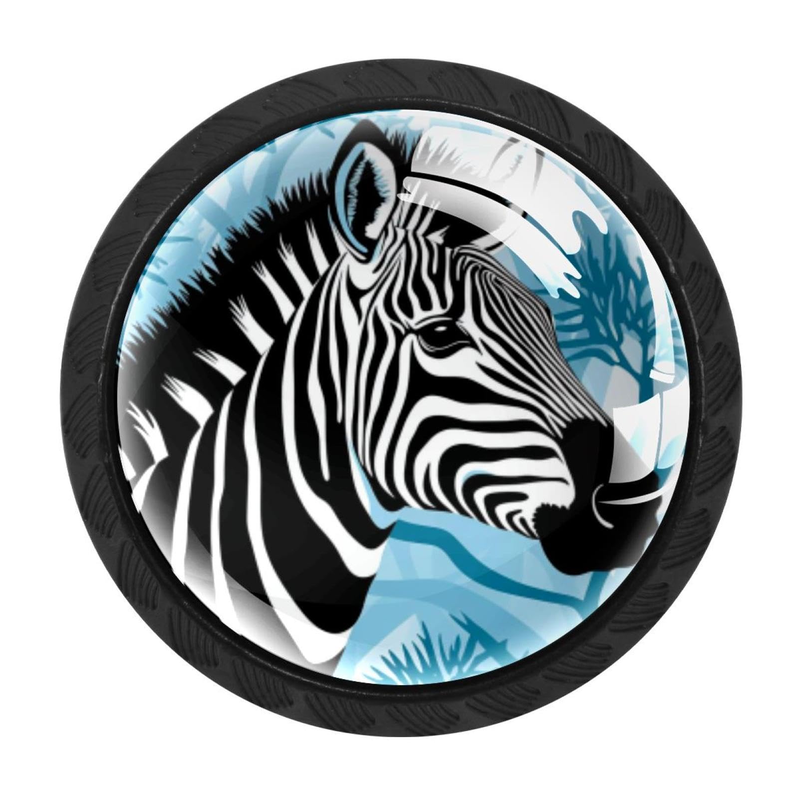 CHENZZZZ Zebra Cabinet Knobs 4 Pieces Drawer Kitchen Cabinets Dresser Cupboard Wardrobe Unique Pulls Handles