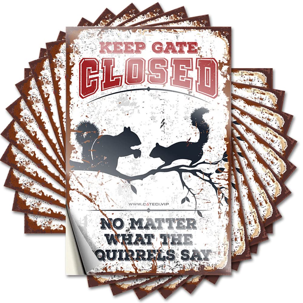 Keep Gate Closed No Matter What The Squirrels Say Square Stickers | Housewarming Waterproof Vinyl Bumper Military Removable Decal Peel Stick(8X12CM)
