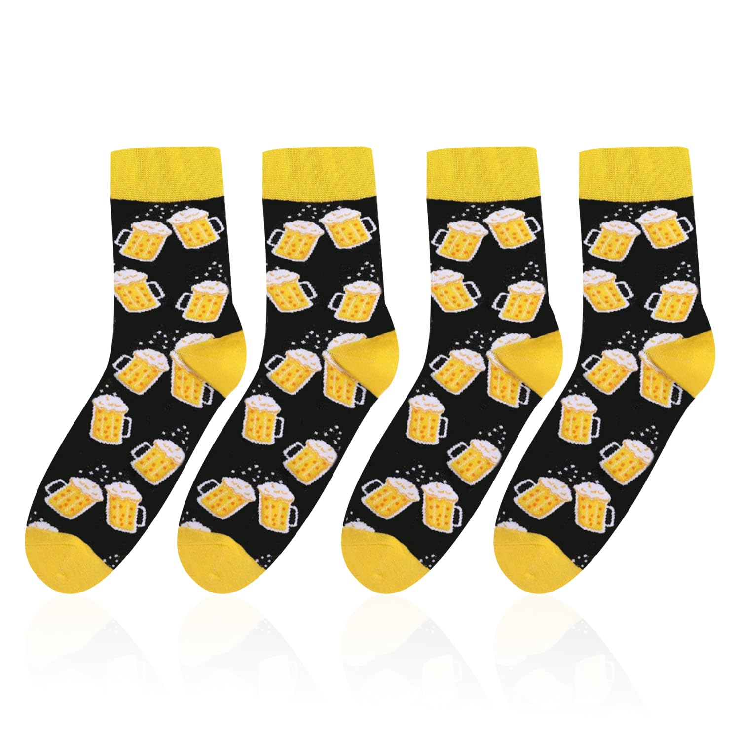 Rnfksu Unisex Yellow 2 Pairs Of Beer Bottle Tube Socks, Personalized Fun Socks, Breathable And Comfortable Tennis Socks, Suitable For Daily Wear, Sports Scenes.