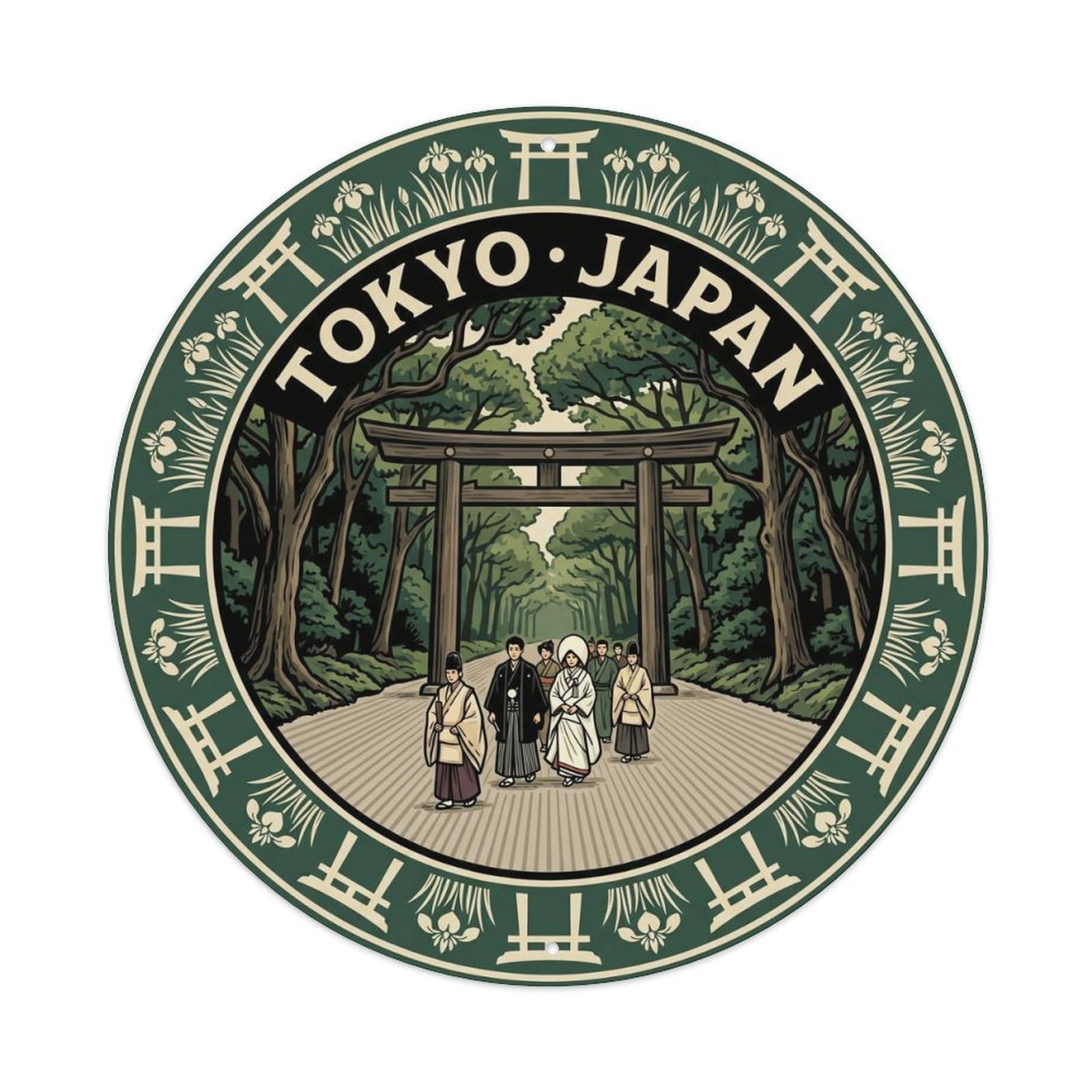 Tokyo Meiji Shrine Pine Japan Travel Journey City Metal Tin Sign