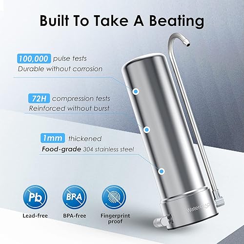 Miniatura 5 de Waterdrop - Filtro de agua para grifo de fregadero, sistema de encimera certificado NSFANSI 42, acero inoxidable 5 etapas, 16 000 galones, reduce