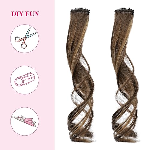 Miniatura 14 de REECHO Flequillo de aire lateral largo, ondulado y rizado con clip en la parte delantera para mujer, uso diario, juego de 2 varillas largas, rubio
