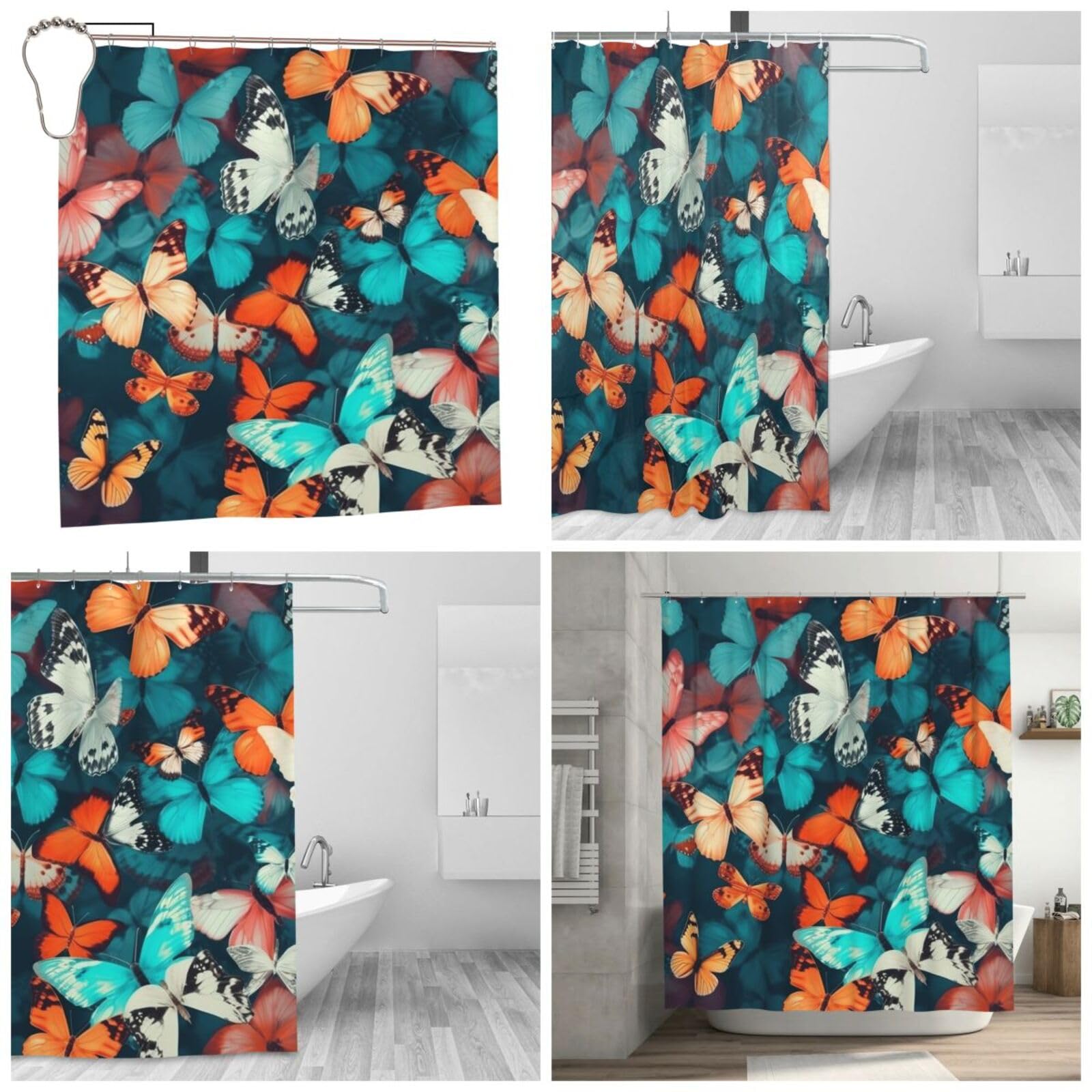 Rideau de douche lavable en microfibre étanche de 183x183 cm