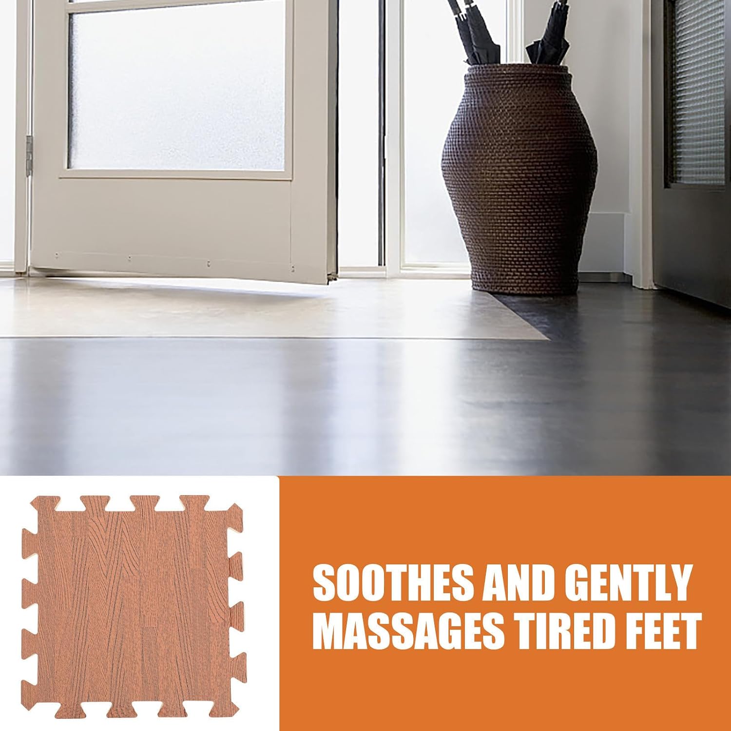 12pcs Interlocking Foam Floor Tiles Wood Grain