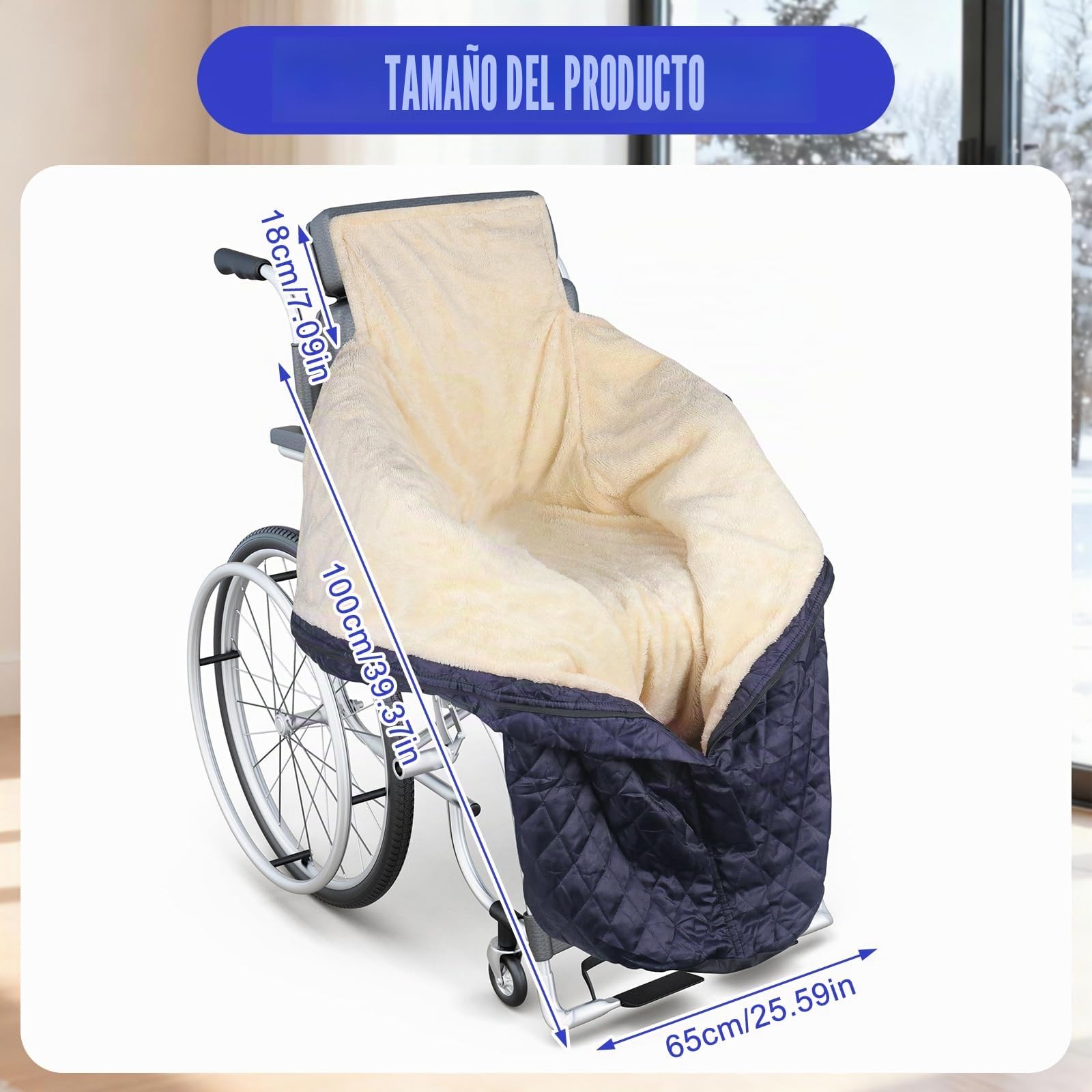 Cubrepiernas para Silla de Ruedas Forradas en Forro Polar, Manta para Silla de Ruedas, Calidez a Prueba de Viento Saco para Sillas de Ruedass Adultos