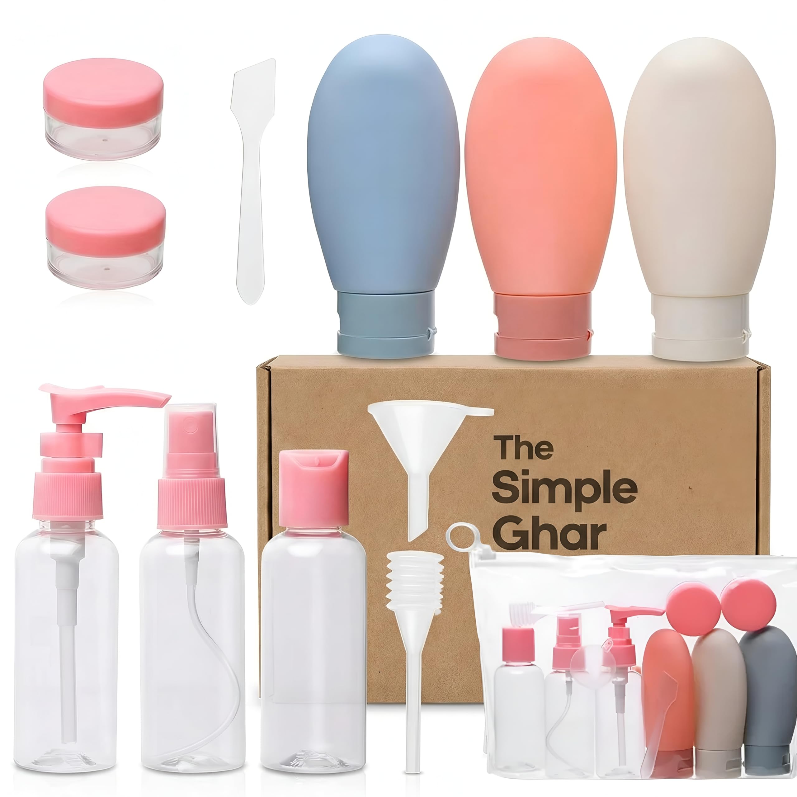 Polypropylene Pack of 11 Travel Bottles for Toiletries | 60 ml Leak-Proof Toiletry Bottles for Travelling | Travel Essentials for Shampoo, Cream, Lotion Storage Set (Pack of 1)-image-24