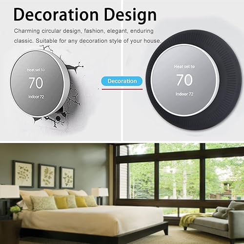 Miniatura 3 de Miimall Compatible con el kit de ajuste de termostato Google Nest, cubierta de placa de pared de termostato de silicona para huellas dactilares,