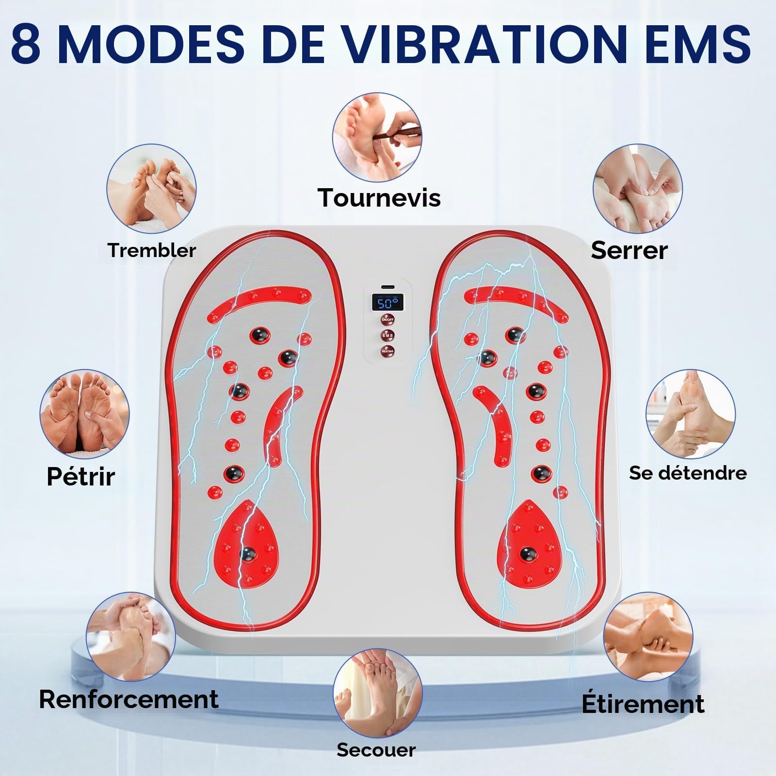 Masseur de Pieds 3 en 1, EMS & TENS pour Pieds et Jambes