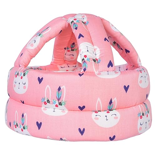 TORASO Casco de bebé, casco de bebé para gatear, protector de cabeza suave para niños pequeños que aprenden a caminar, conejo rosa (1)