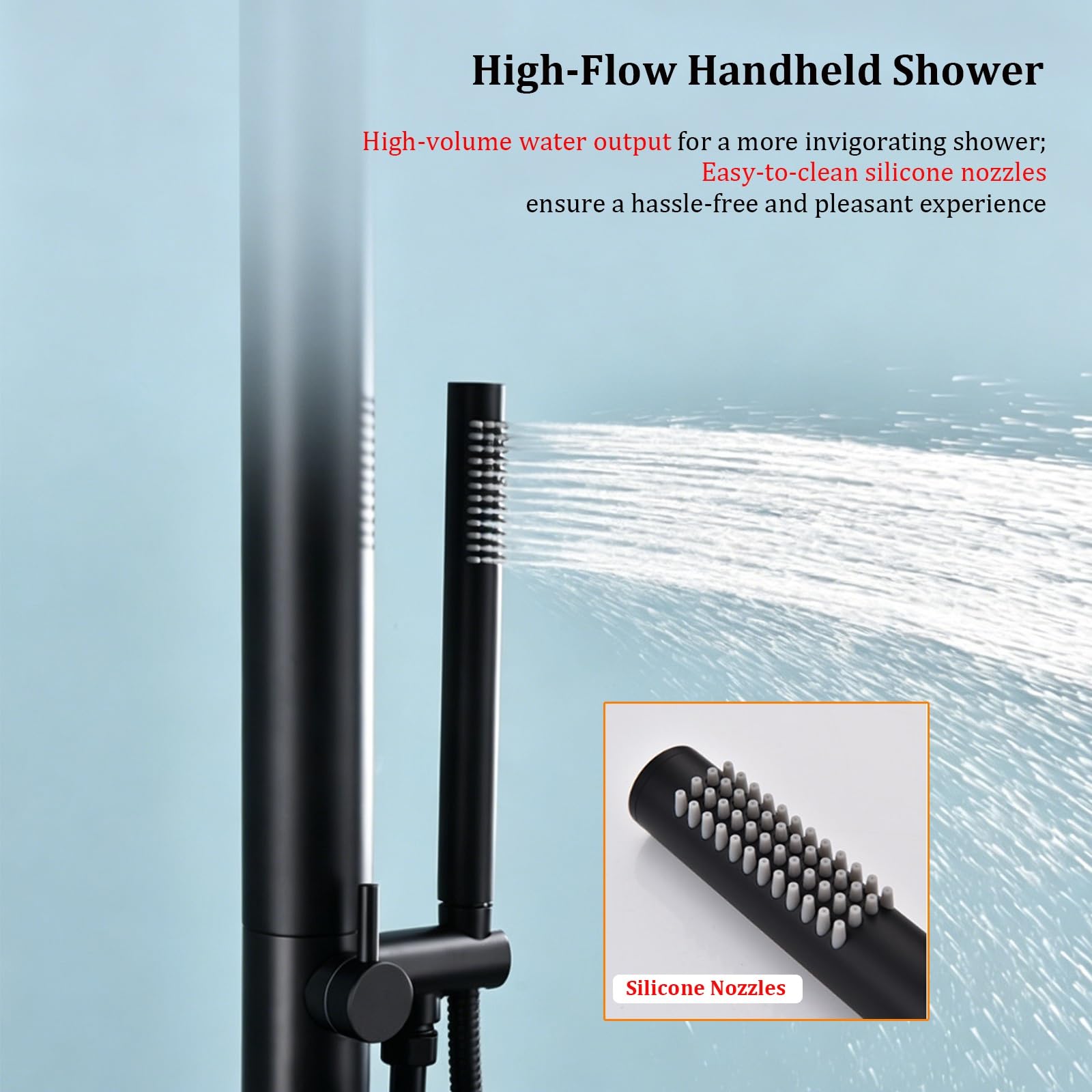 Conjunto de Ducha Exterior Independiente, con Cabezal de Lluvia de 25 cm y Ducha de Mano, Sistema de Ducha Exterior de Acero Inoxidable para jardín, Piscina y Playa