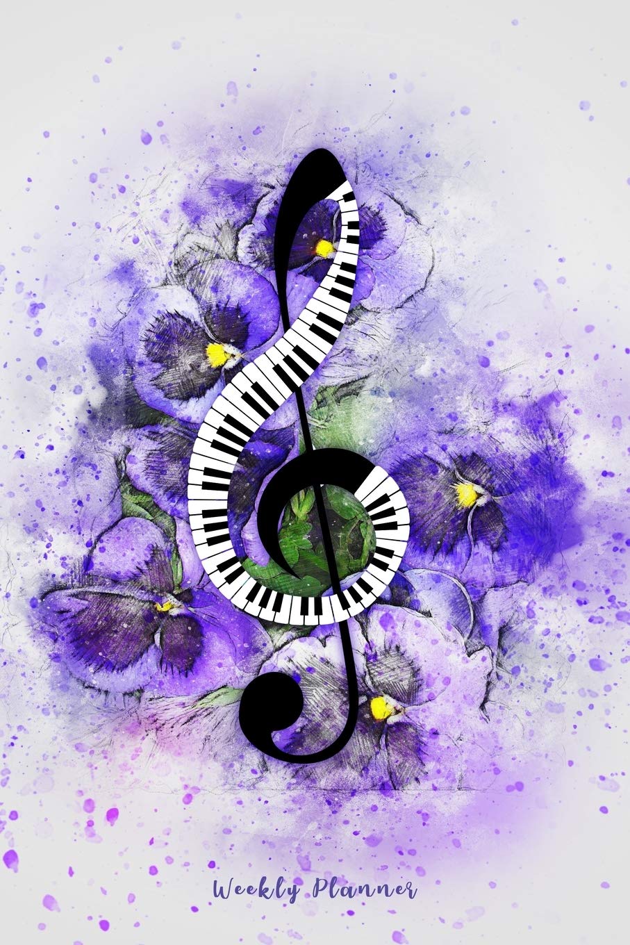 Weekly Planner: Beautiful 6x9 Pocket Undated Academic Professional Weekly Organiser & Goal Tracker, Music Themed with Purple Flowers