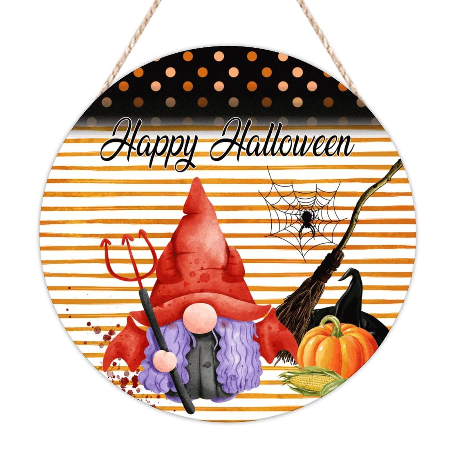 Panneau bienvenue Happy Halloween en bois vintage 40cm pour décoration de maison