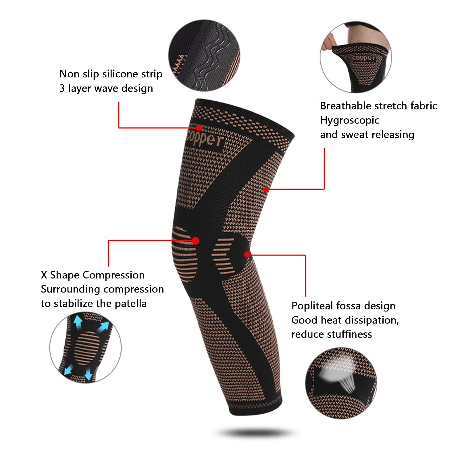 Protezione sportiva per ginocchiere maniche compressione gambe lunghe elastico Acj Pcl Menisco artrite tendinite XXL