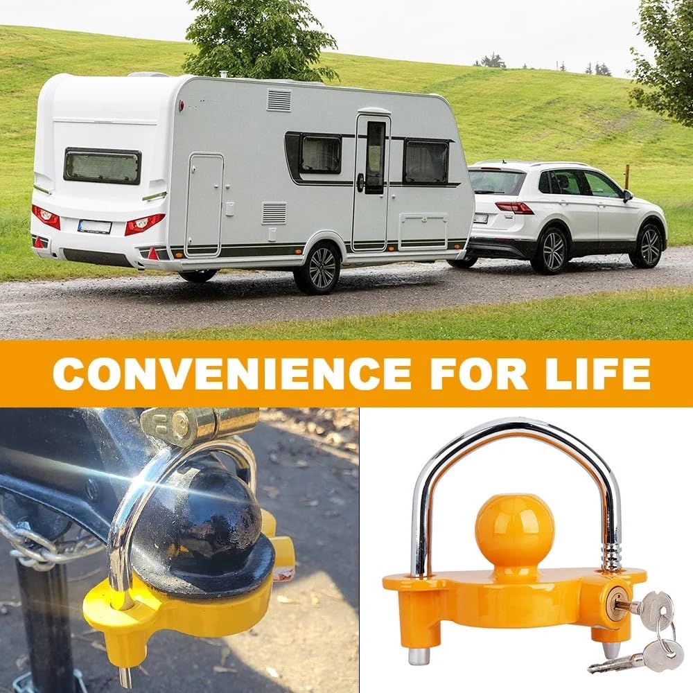 Remolque Coche Acoplamiento de Bola para Remolque con Bloqueo en Forma de U, Universal, Resistente, antirrobo, para Caravana, Accesorios para Remolque Bola Remolque