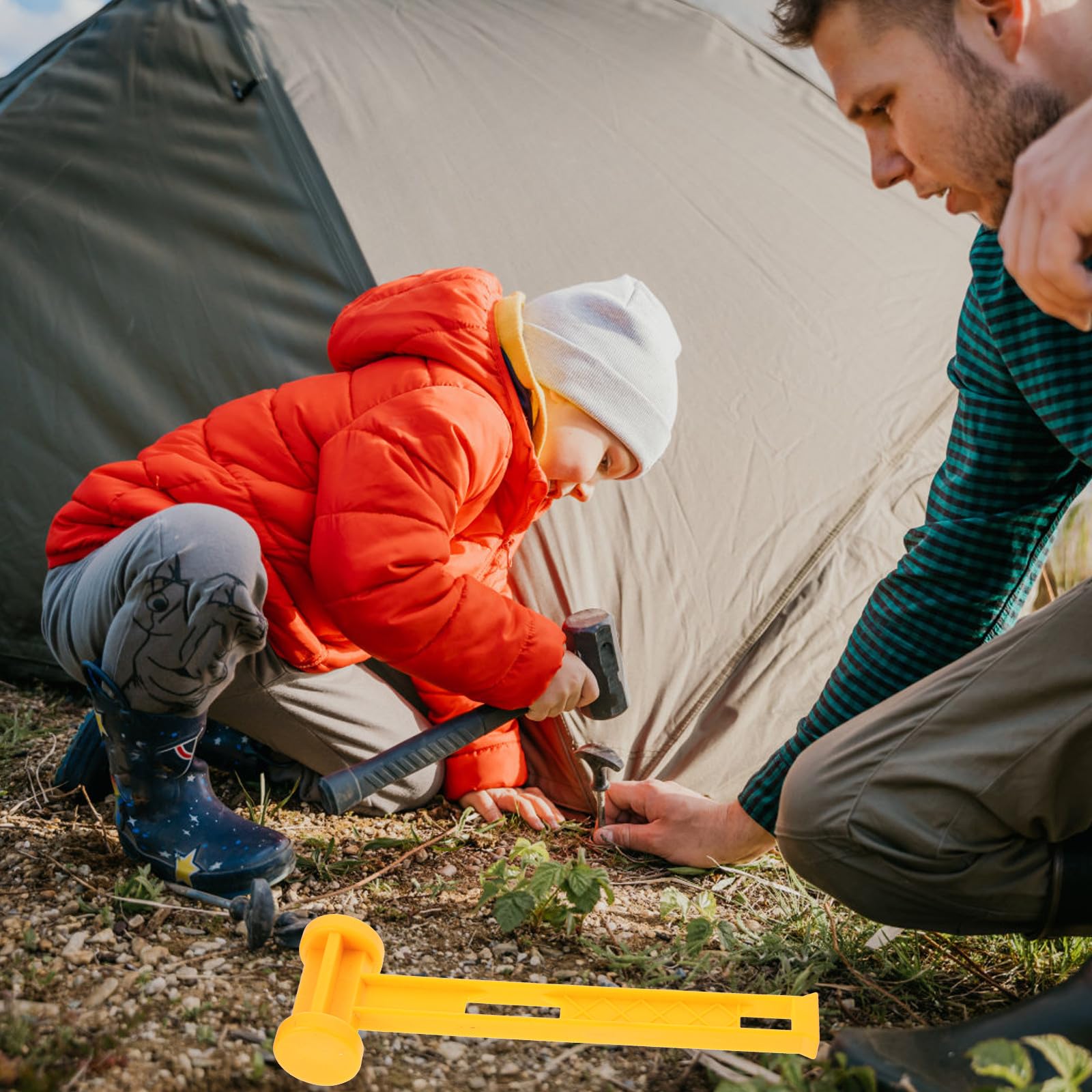 Camping Zubehör mit Robusten Zeltheringen und Windschutzseil Praktischem Pe Hammer und Aufbewahrungstasche Wetterfeste Zeltnägel für Harten Boden und Strand für Outdoor Camping