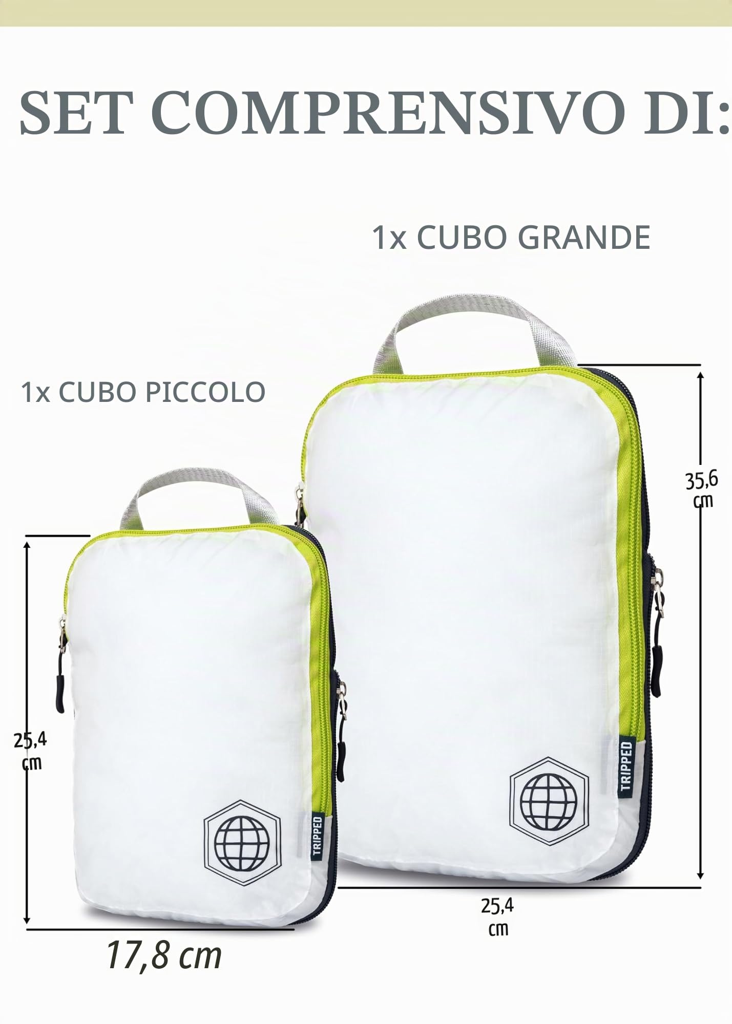 TRIPPED Travel Gear Compressione dell'imballaggio Set di cubi per durevole del viaggio-leggero Carryon borse Organizer con doppia cerniera di