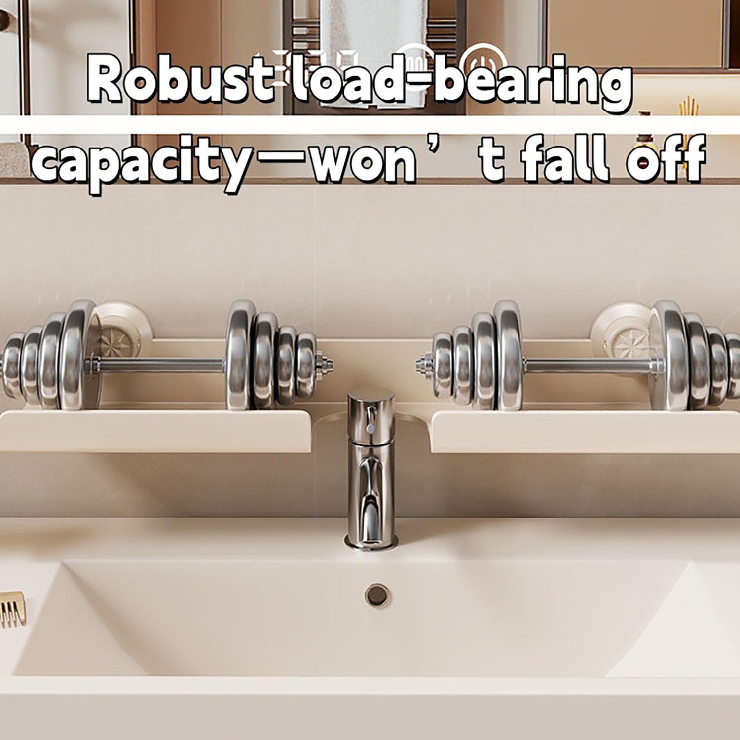 Grey Metal U Shape Suction Cup Bathroom Sink Over Faucet Wall