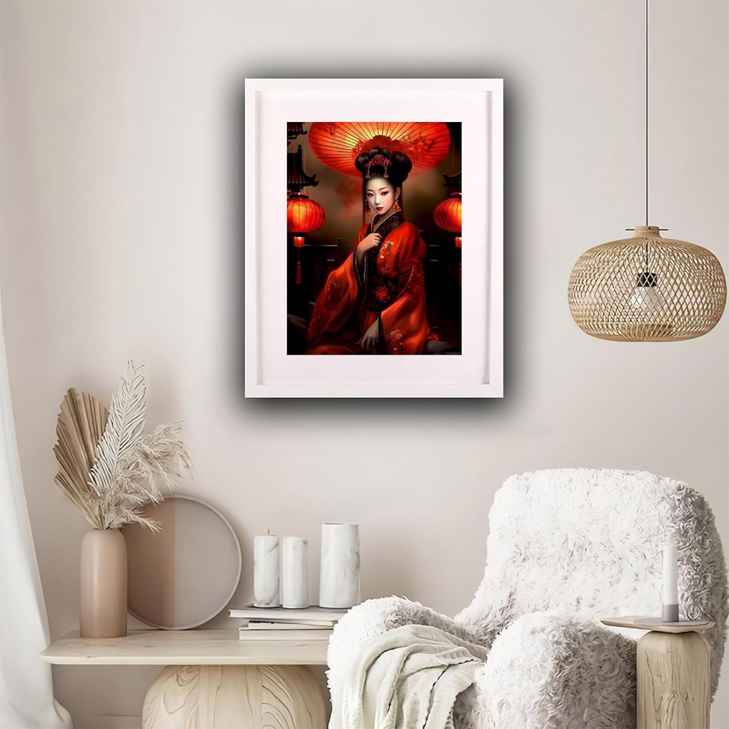 TUTUMAY21 DIY Geisha Girl Beautiful Women Diamond Painting Beauty Paint by Numbers for Adults Full Round Diamond Art Kits for Room Decor and Living Room Decor 30x40cm