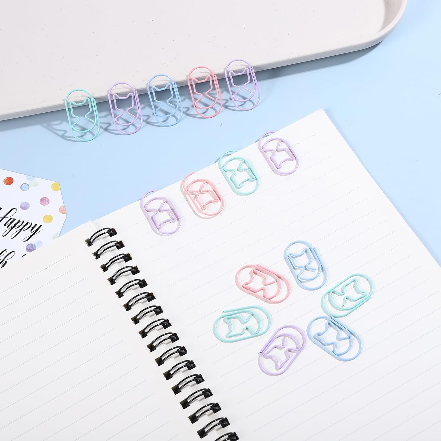 50 Pcs Cat Paper Clips Mini Cat Shaped Small Metal Journaling Clamps Color Decorative Cute Clips for Women Paper Document Note Sorting and Organizing thumbnail