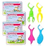 FAMILIFE Kid Floss Picks, 120 Pcs Kid\'s Dental Floss Pick Without Fluoride, Kid Flossers with 4 Travel Handy Cases, Helps to Fight Tooth Decay and Keep Your Kids Teeth Clean