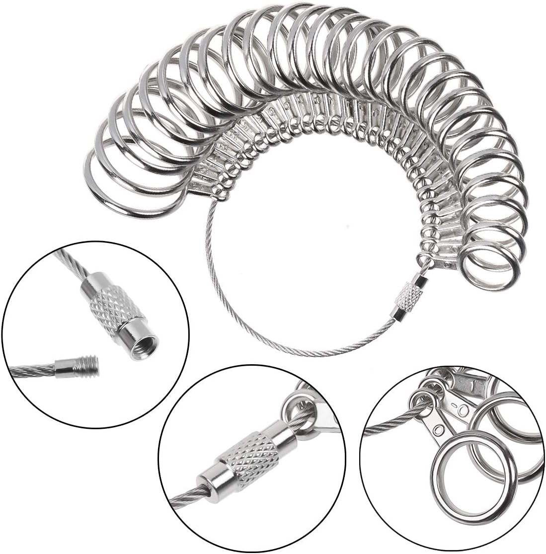 Jewelry Ring Sizers Gauge Tool Ring Stainless Ring on Finger Measuring Ring Tool, Men's and Women's Rings Custom Standard Hand Rings Set Size US 0-13