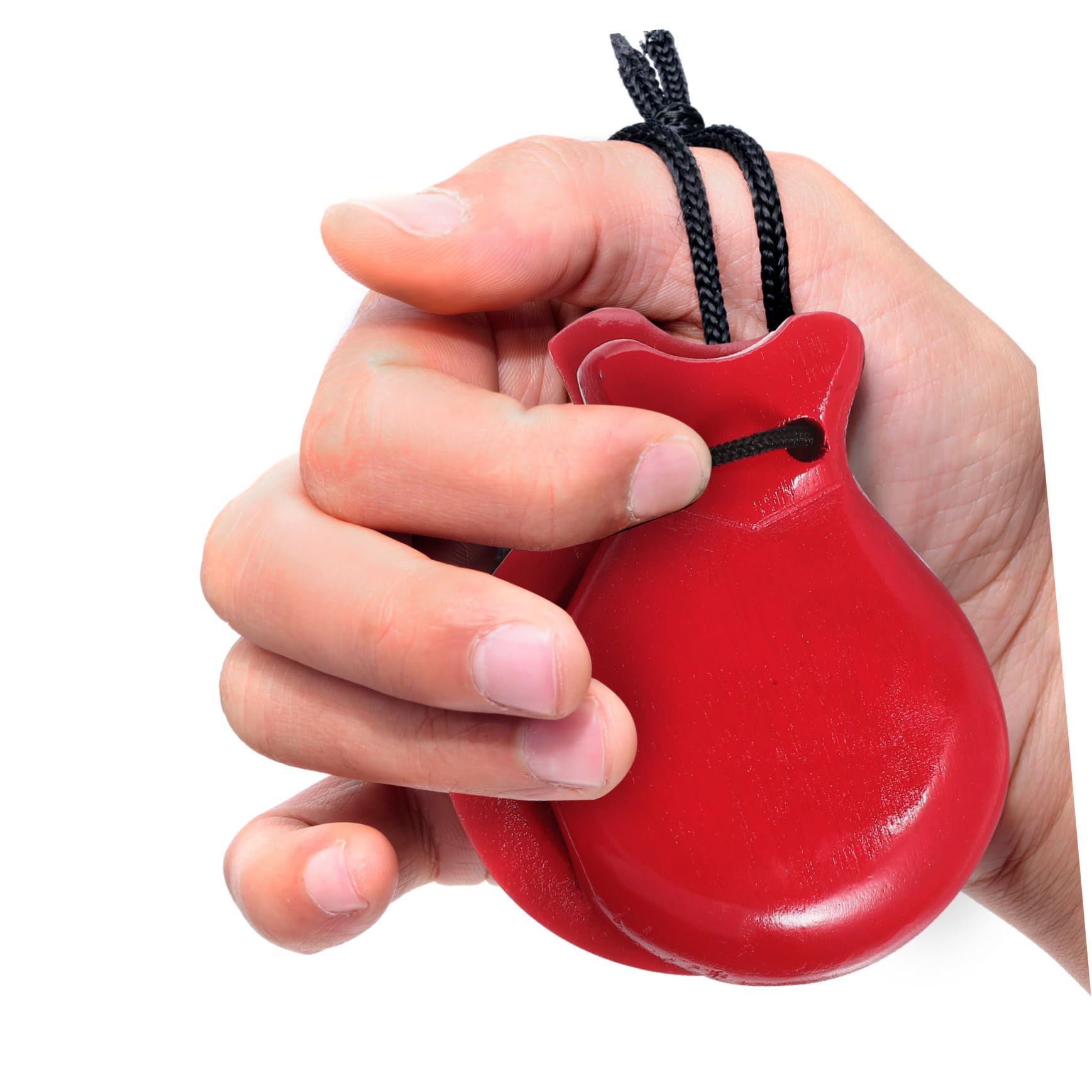 Didiseaon 2 paia Castagnette in Legno per Nero e Rosso Strumento Percussione con Suono Nitido e Resistente per Sviluppo Ritmo Musicale e Giochi Educativi