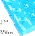 HealthSmart Mat de bain Extra Large Pas de douche glissoire & Tapis de bain avec ventouses et trous d'évacuation pour poignée antidérapante, lavable en machine, extra grand, 40 x 15.5, bleu