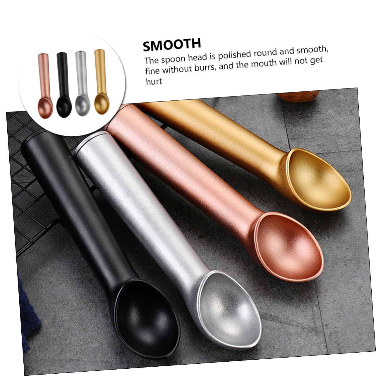 4 Pièces Cuillère à Glace Aluminium Cuillère à Crème Glacée pour Fruits et Desserts