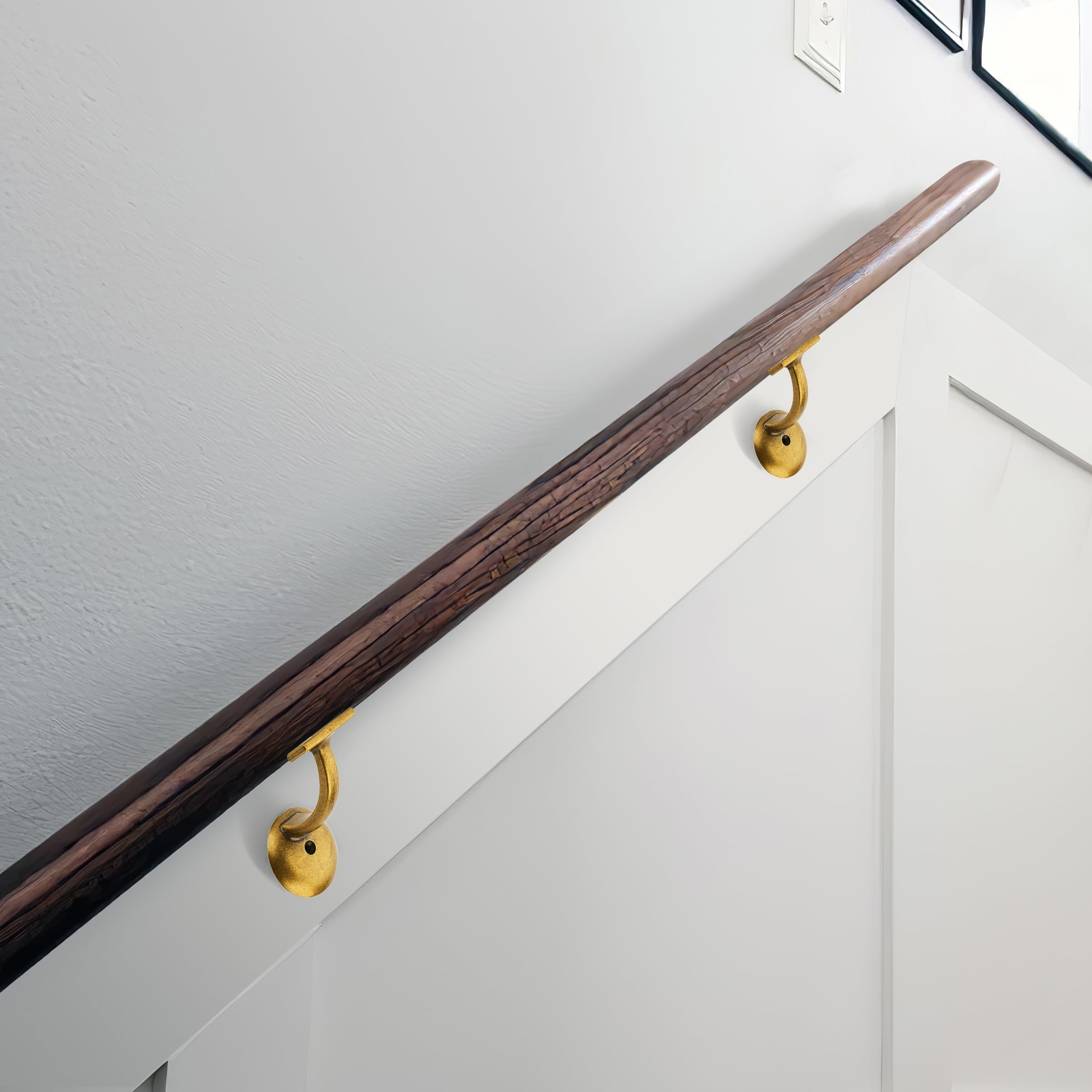 KHTUMEWARE-STAIR Antique English Brass Handrail Brackets 2-Pack in Antique English Brass — KHTUMEWARE