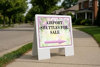 Airport Shuttles For Sale Spring Flowers Purple Lilac Directional Arrows A-Frame Double Sided 23x23 in. sign