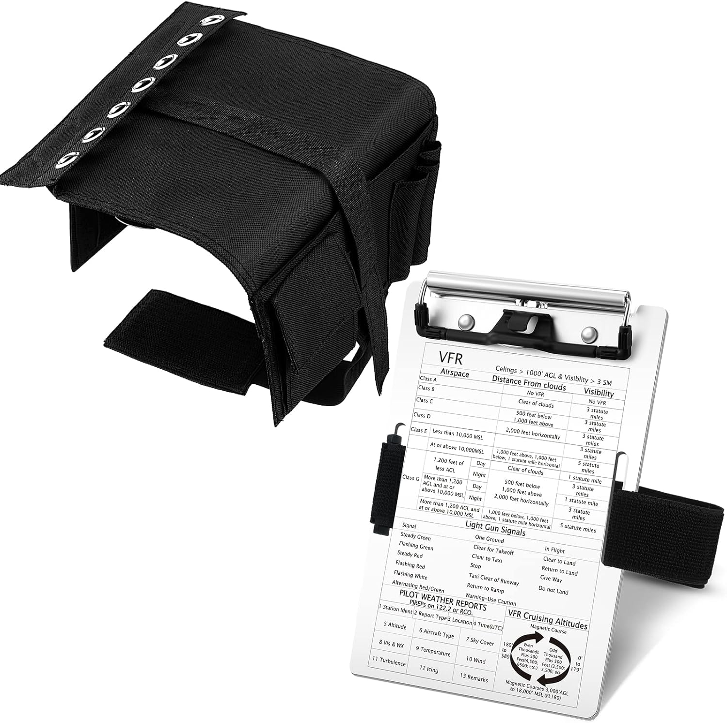 Geyee Pilot Kneeboard Aviation Knee Board Clipboard Include Aluminum Writing Board with Pen Holder Elastic Strap for Professional Pilots General Aviation