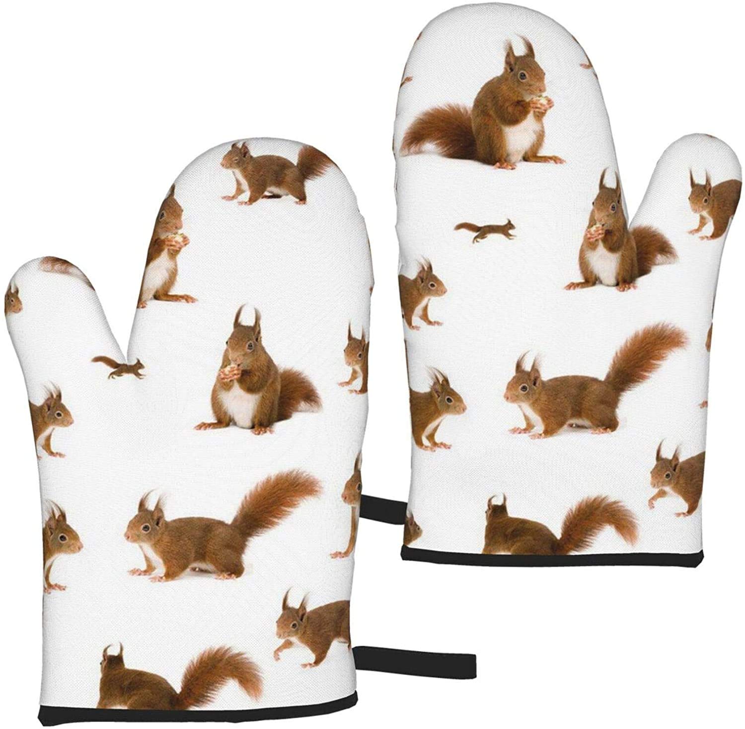 Oven Mits Cute Cute Squirrel Baking Gloves Set Of 2 Heat-Resistant Kitchen Gloves Women Men Cooking Bbq Grilling Microwave