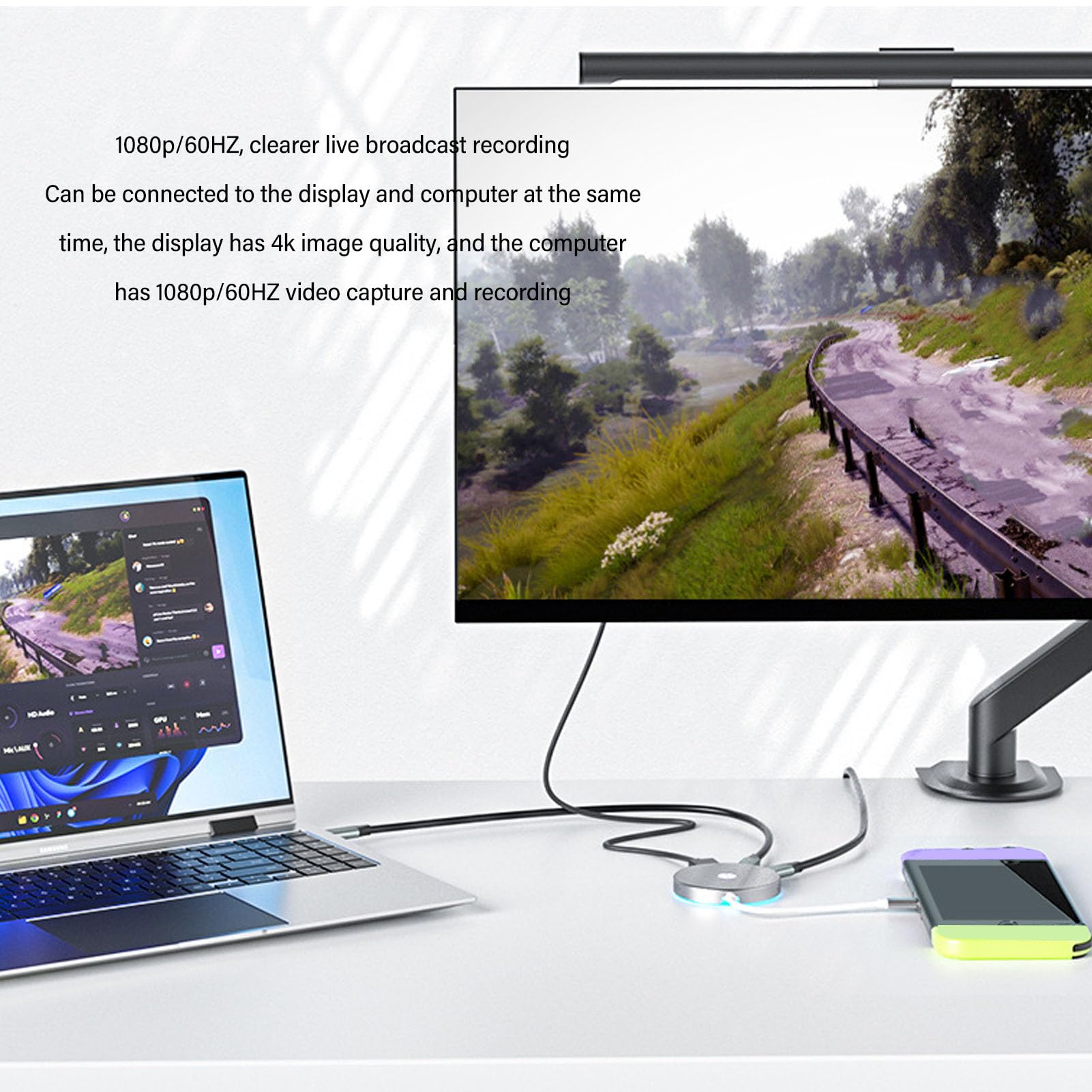 ASHATA Scheda di acquisizione per Switch, scheda di acquisizione di videogiochi 4K 1080P 60Hz 30FPS, HDMI Tipo C USB3.0 100W PD Ricarica Rapida Scheda di acquisizione Docking Station per Steam Deck