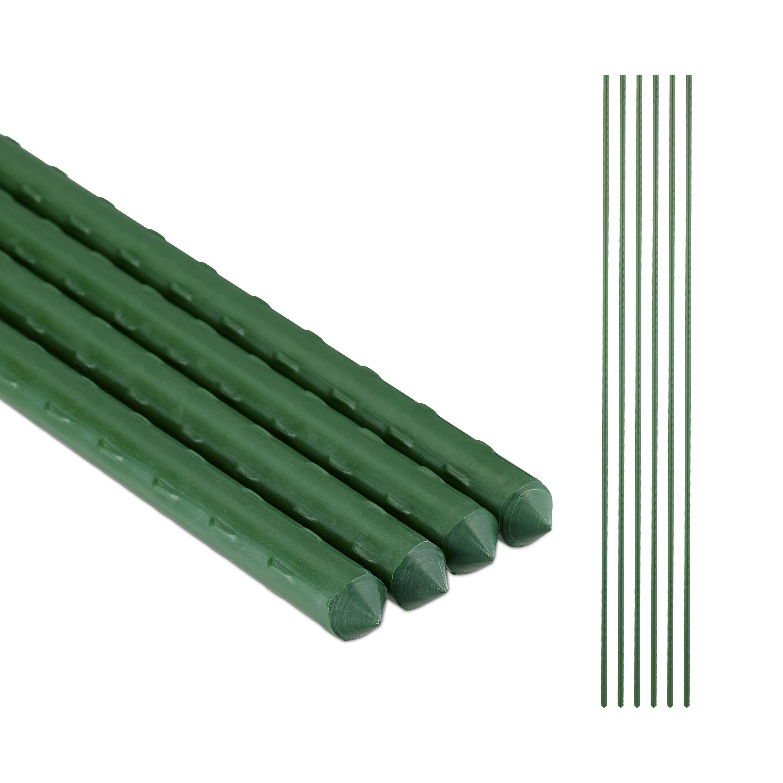 Relaxdays pałeczki do roślin, 10 sztuk, 100 cm, Ø 10 mm, stal, tworzywo sztuczne, zewnętrzne, podpórka do roślin, pomidory, zielone