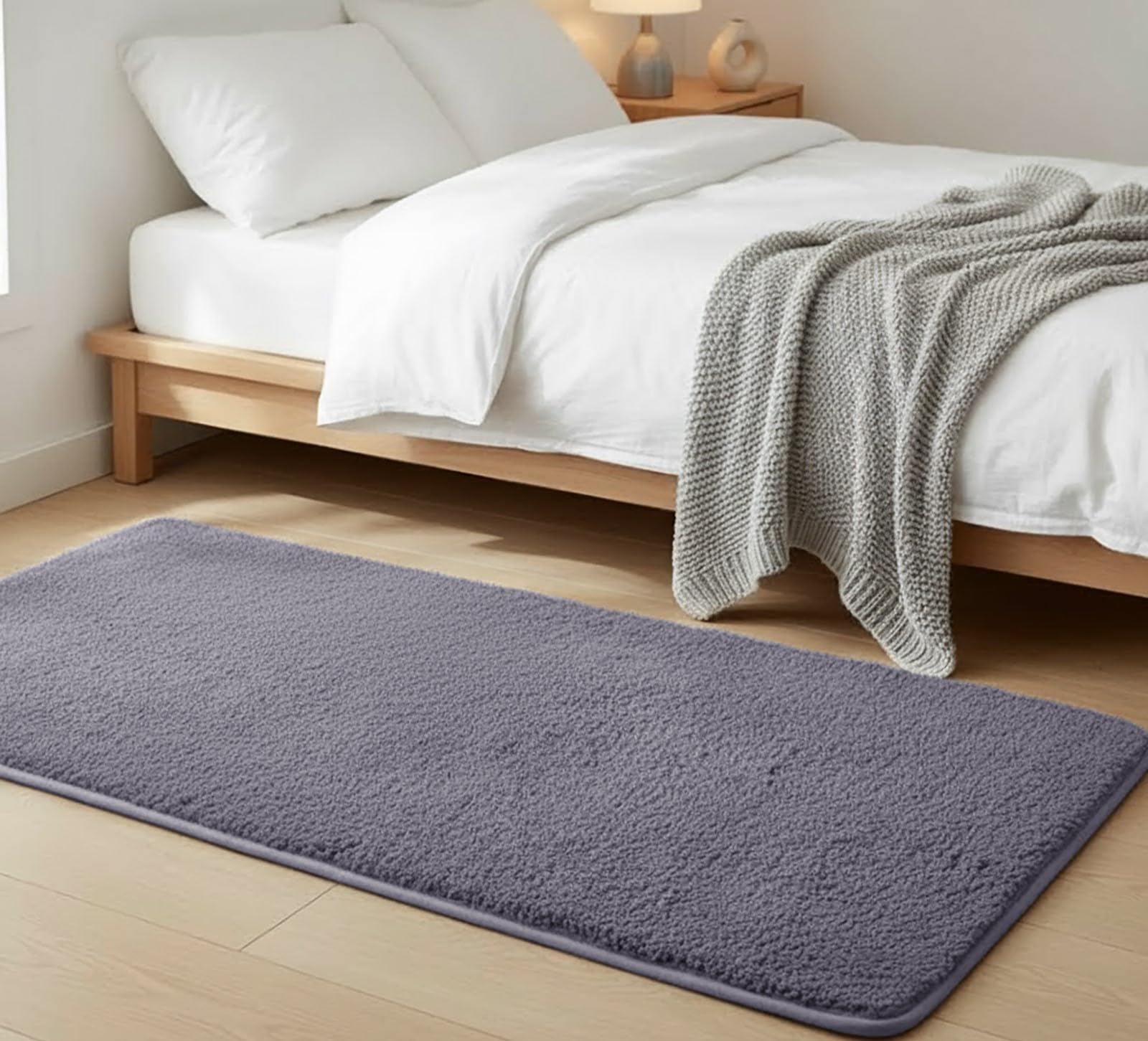 Imperial Rooms Cozy Rugs Living Room, 100% Polyester, Anti Slip Backing, Soft Fluffy Thick Low Pile 600 GSM, Small Bedside Rug for Bedroom, Non Shedding Carpet for Kids Nursery Room, Grey, 80x150 cm โ image 1