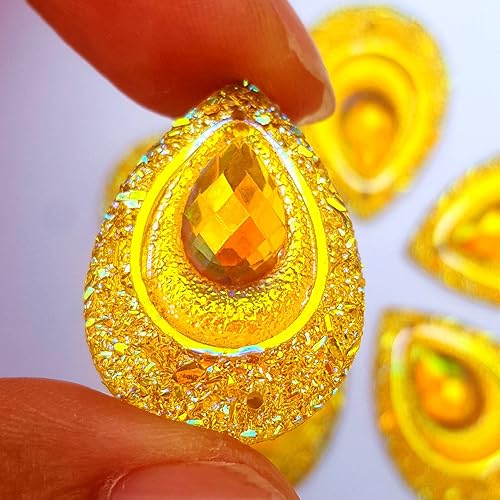 Miniatura 3 de Botones brillantes de color AB para coser, manualidades, cuentas de espalda plana, para decoración de disfraces, vestidos de boda, 0.709 x 0.984 in,