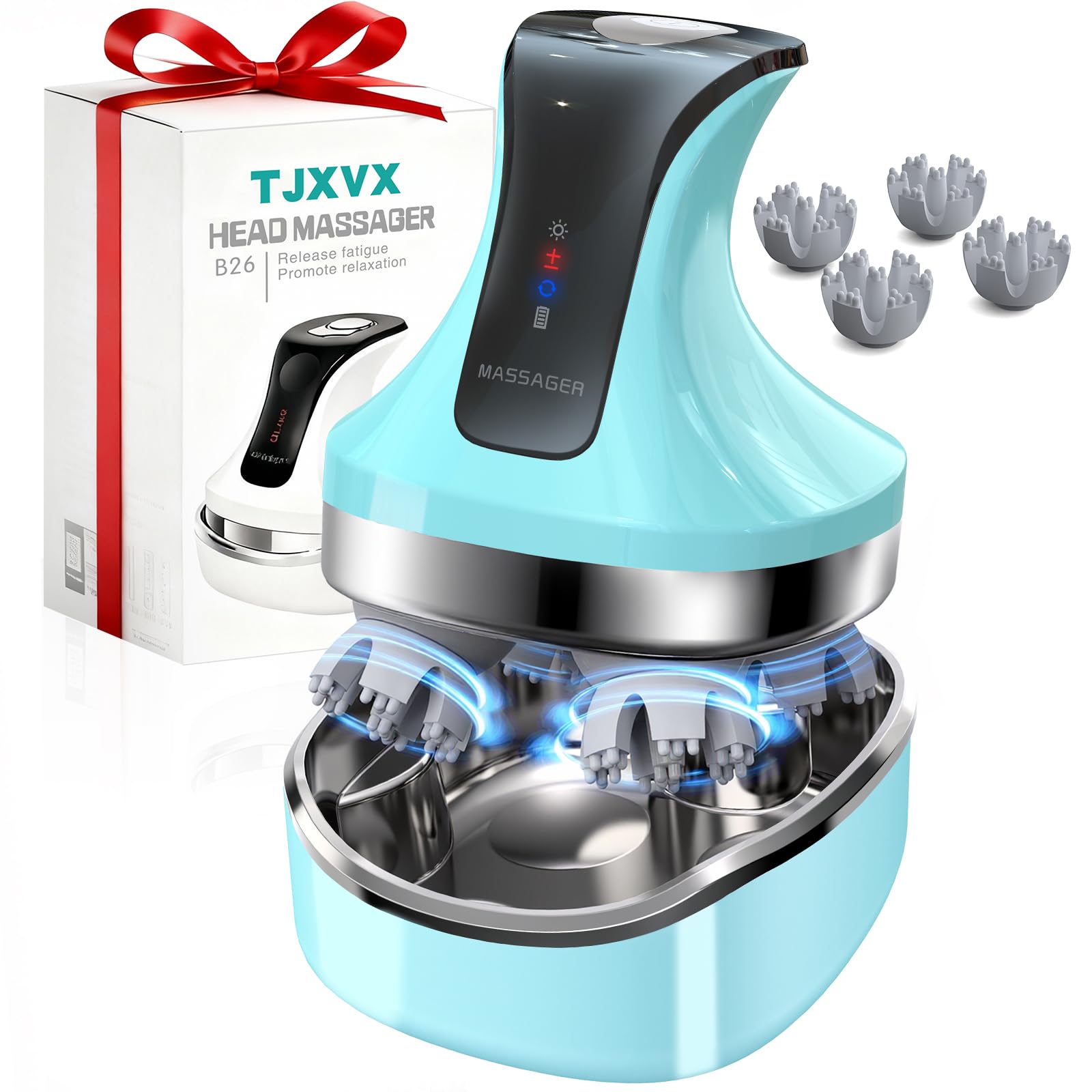Masajeador de Cuero Cabelludo Eléctrico IPX7, 4D Recargable con 108 Puntos de Masaje, para Crecimiento del Cabello y Relajación - Uso en Cabeza y Todo el Cuerpo