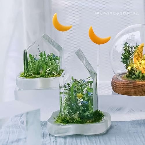 Miniatura 5 de Geometría Molde de resina en forma de casa Molde de resina epoxi DIY Joyería Fabricación de plantas Micro Paisaje Decoración Especímenes de resina