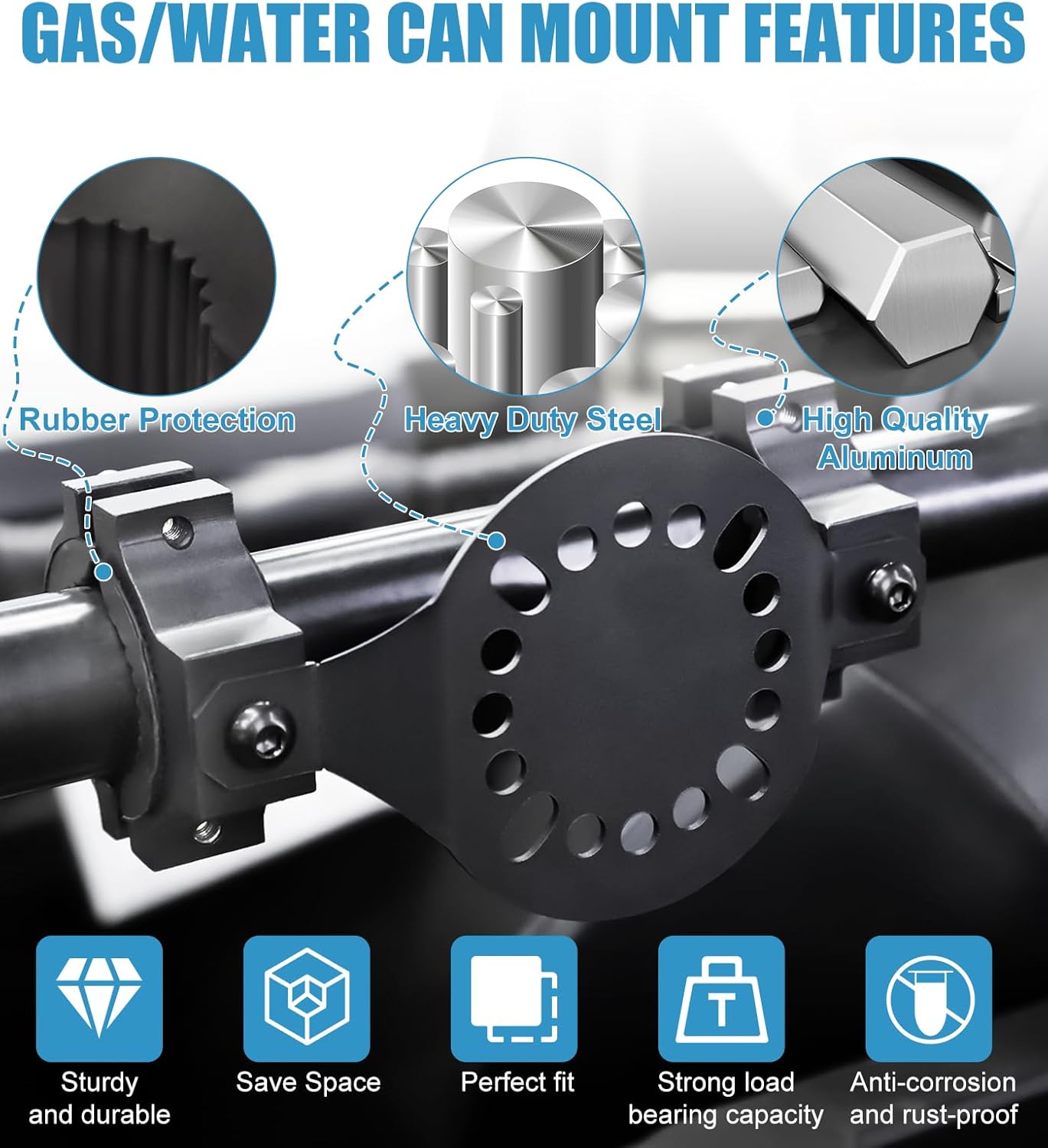Upgraded UTV Gas Can Mount, Water Tank Oil Can Holder Gasoline Pack Fuel Container Mounting Bracket for UTV ATV Polaris RZR Ranger Can-Am Maverick Defender krx Talon Pioneer with 1-2" Roll Bar