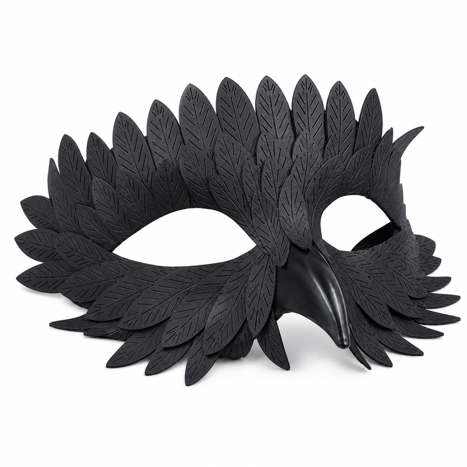 Feather Masquerade Mask, Black Owl Beak Half Face Party Mask, Adult