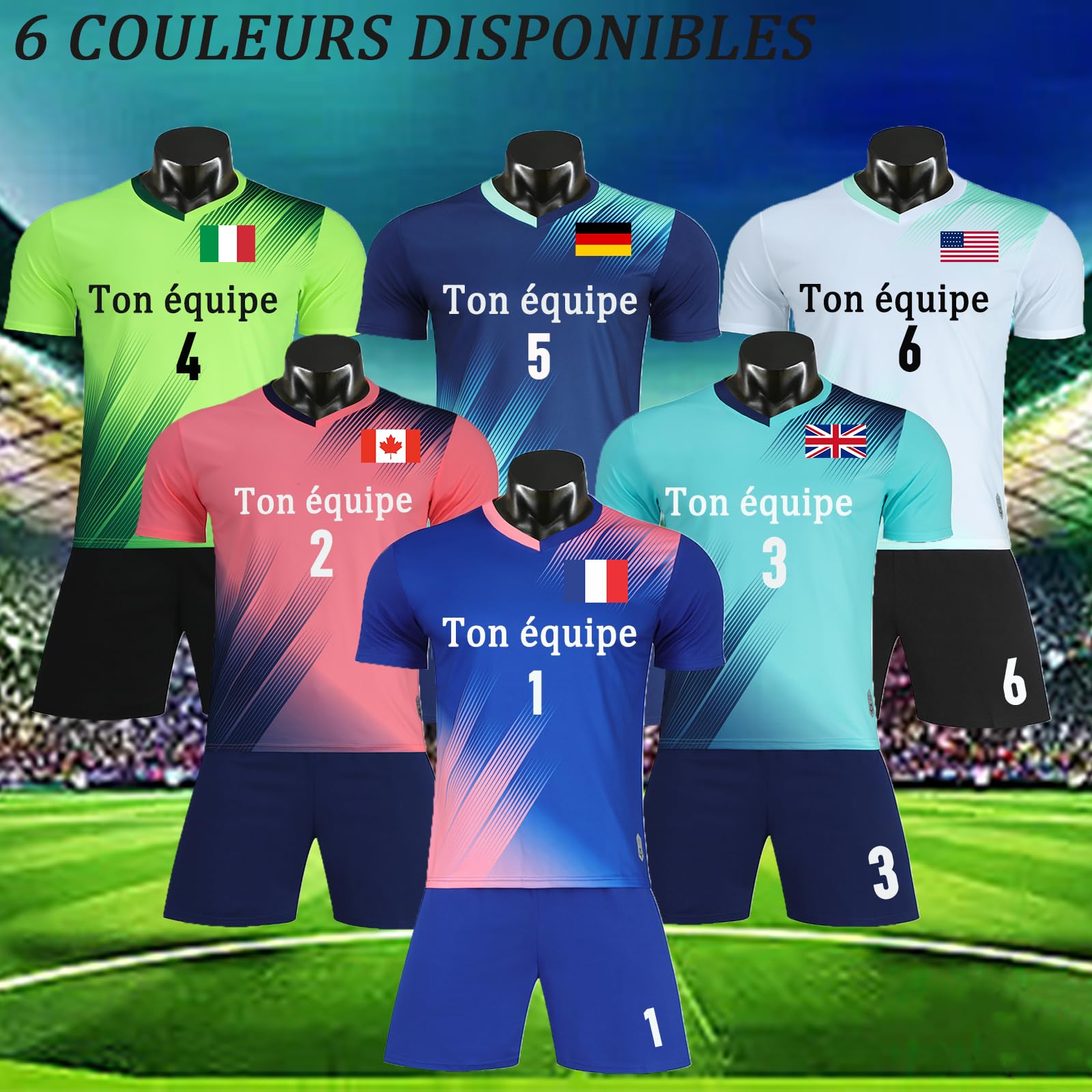 Ensemble Foot Enfant Personnalisé Maillot Football n'importe Quel Nom Numéro Logo Maillot Equipe de France Football Enfant Garçon Maillot de Foot