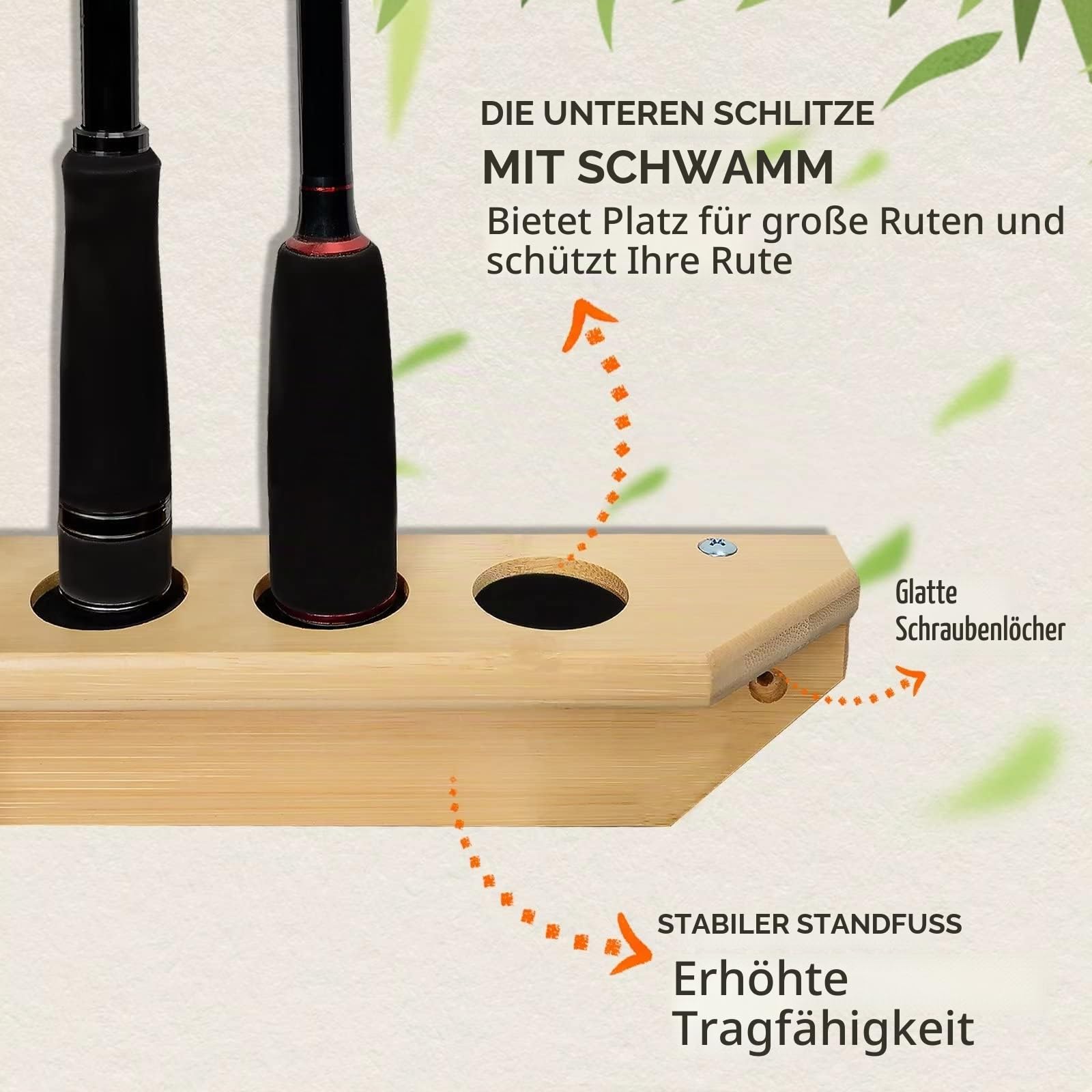 THKFISH Rutenständer Angelruten Angelrutenhalter für Garage Holz Angelstange Wand Rack Store 7 Angelrute Combos,1 Paar Vertikales